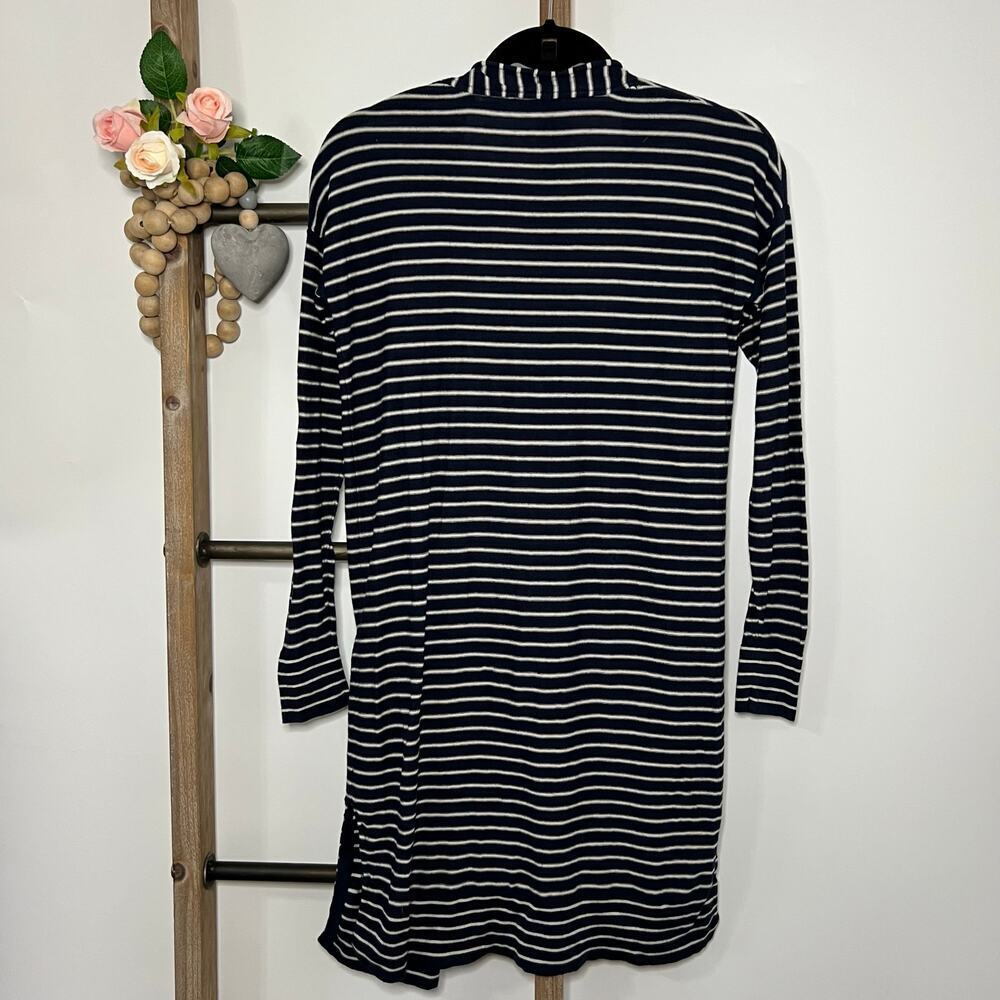Athleta Silk Cashmere Navy White Striped Front Wide Open Cardigan Size‎ Small - Picture 4 of 6